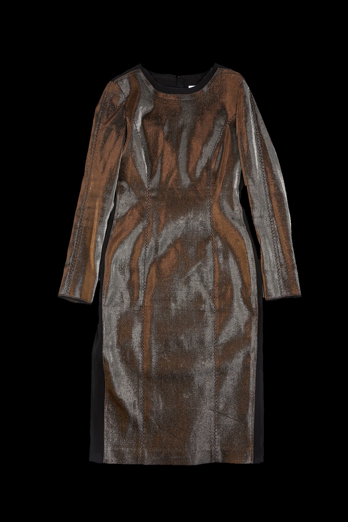 금빛 배색 원피스 