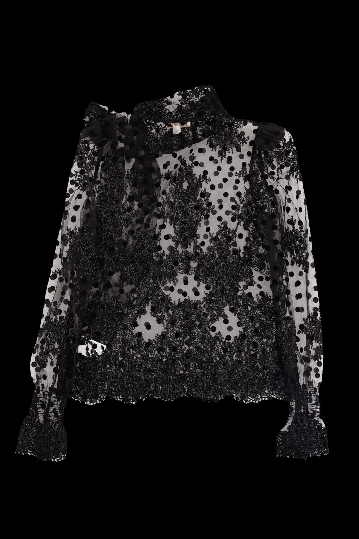 토트 시스루 레이스 블라우스