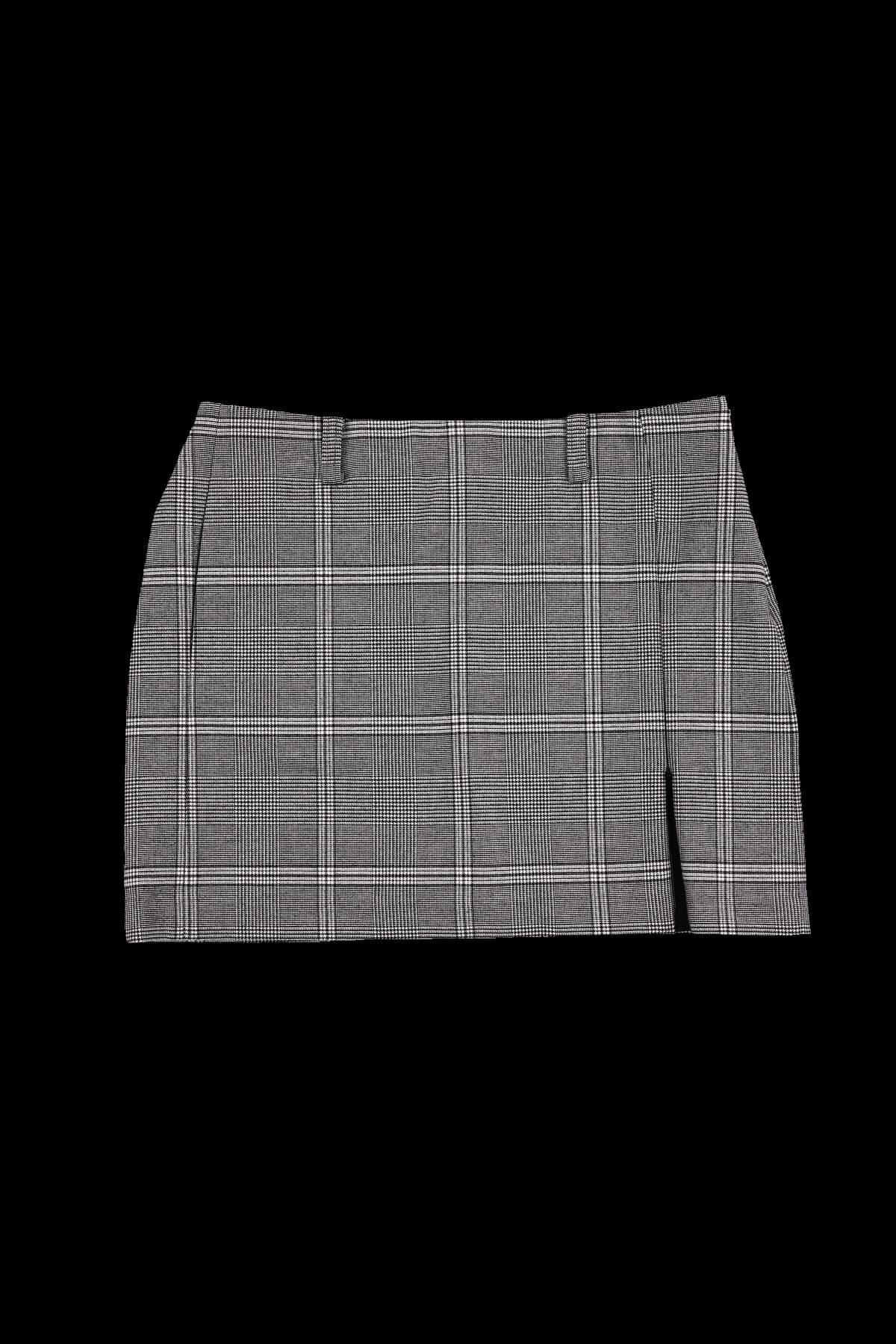 체크 지퍼 포인트 스커트