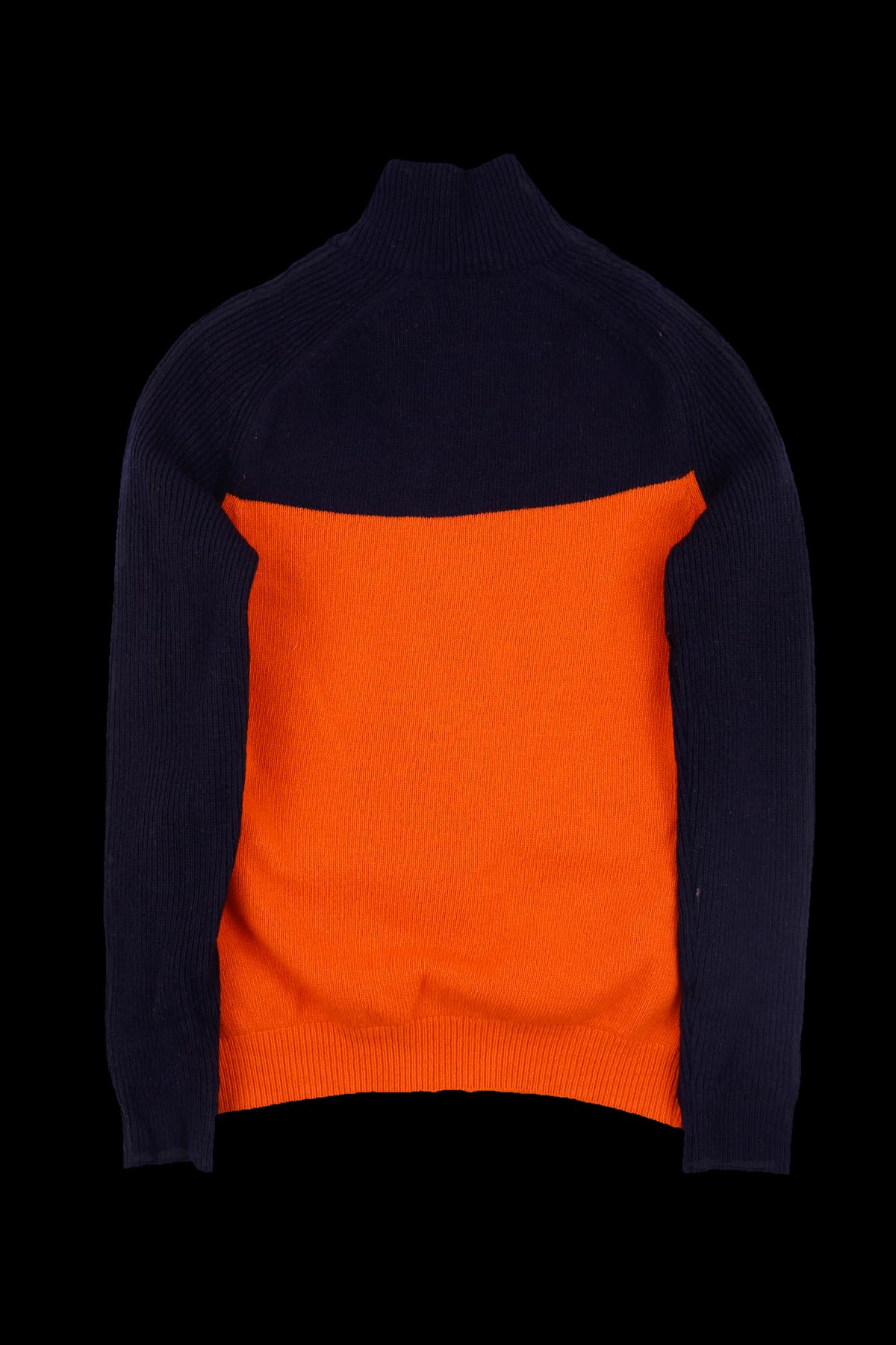 배색 집업 니트