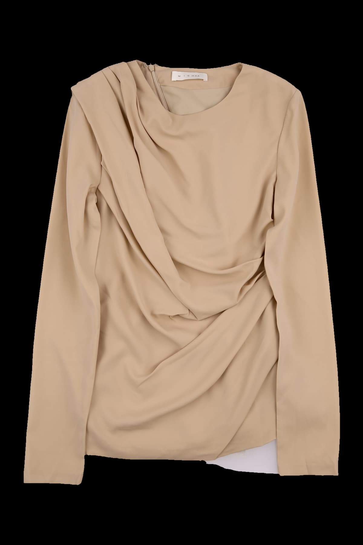 원 숄더 셔링 블라우스