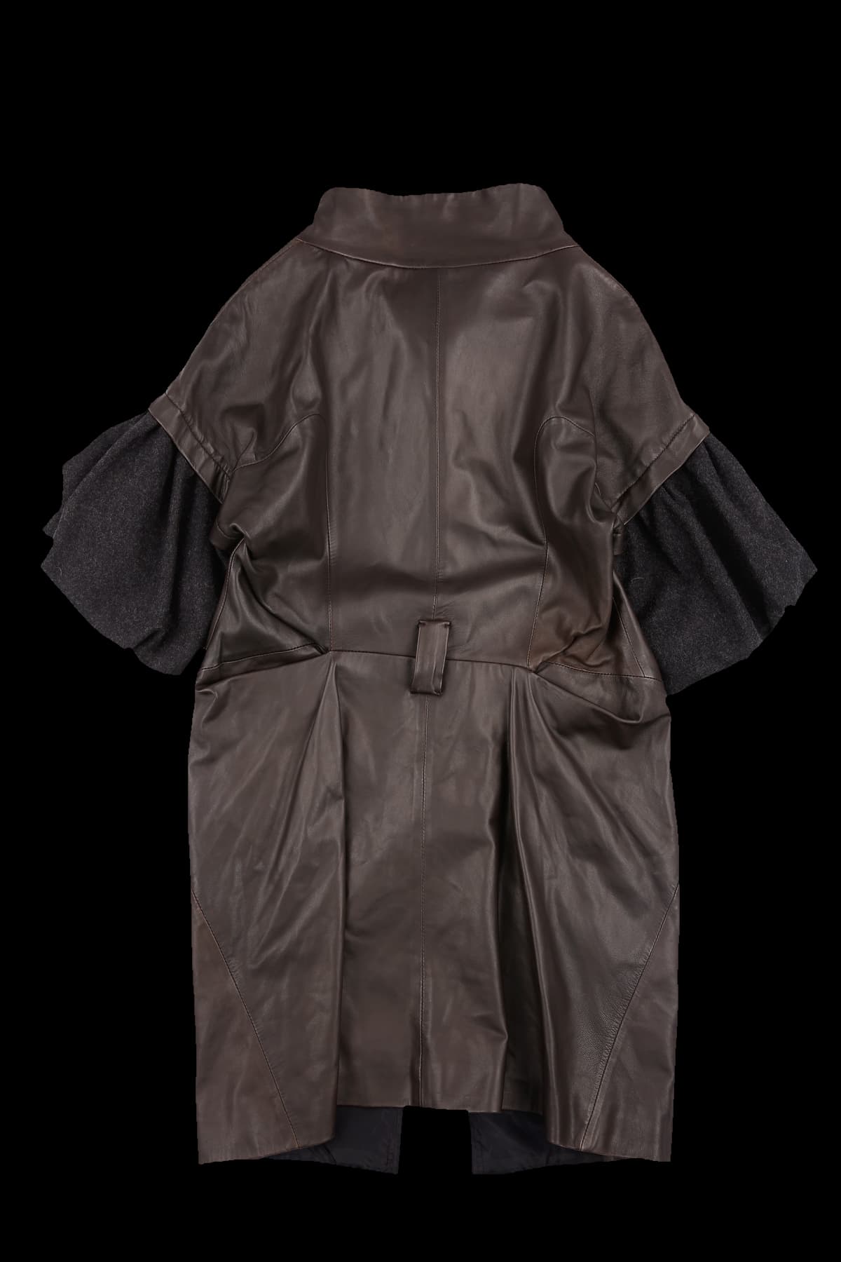 울 슬리브 레더 자켓