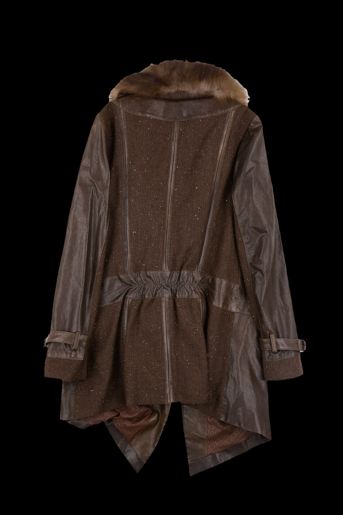 폭스 퍼 레더 롱 자켓