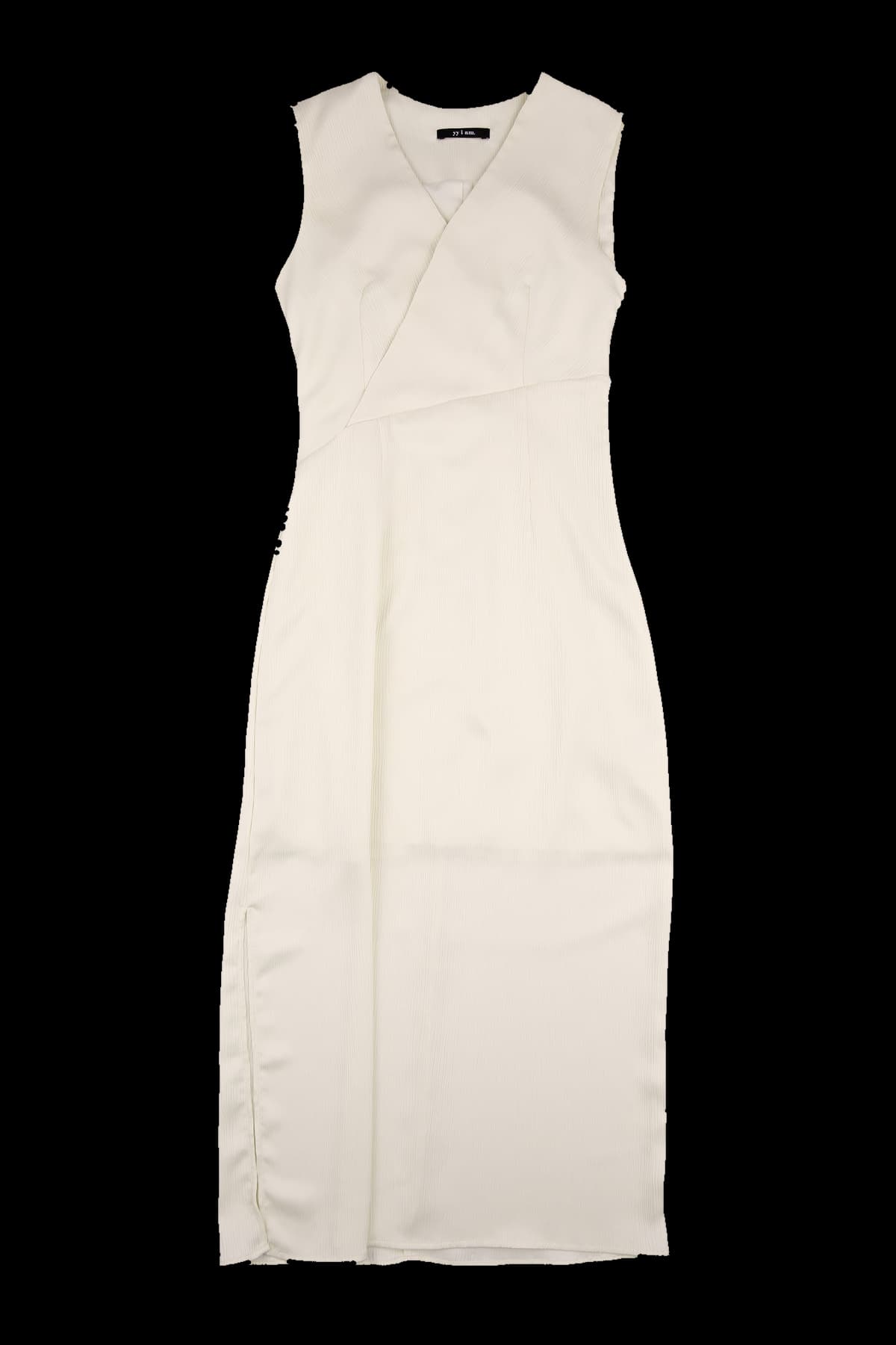 브이넥 슬리브리스 롱 드레스