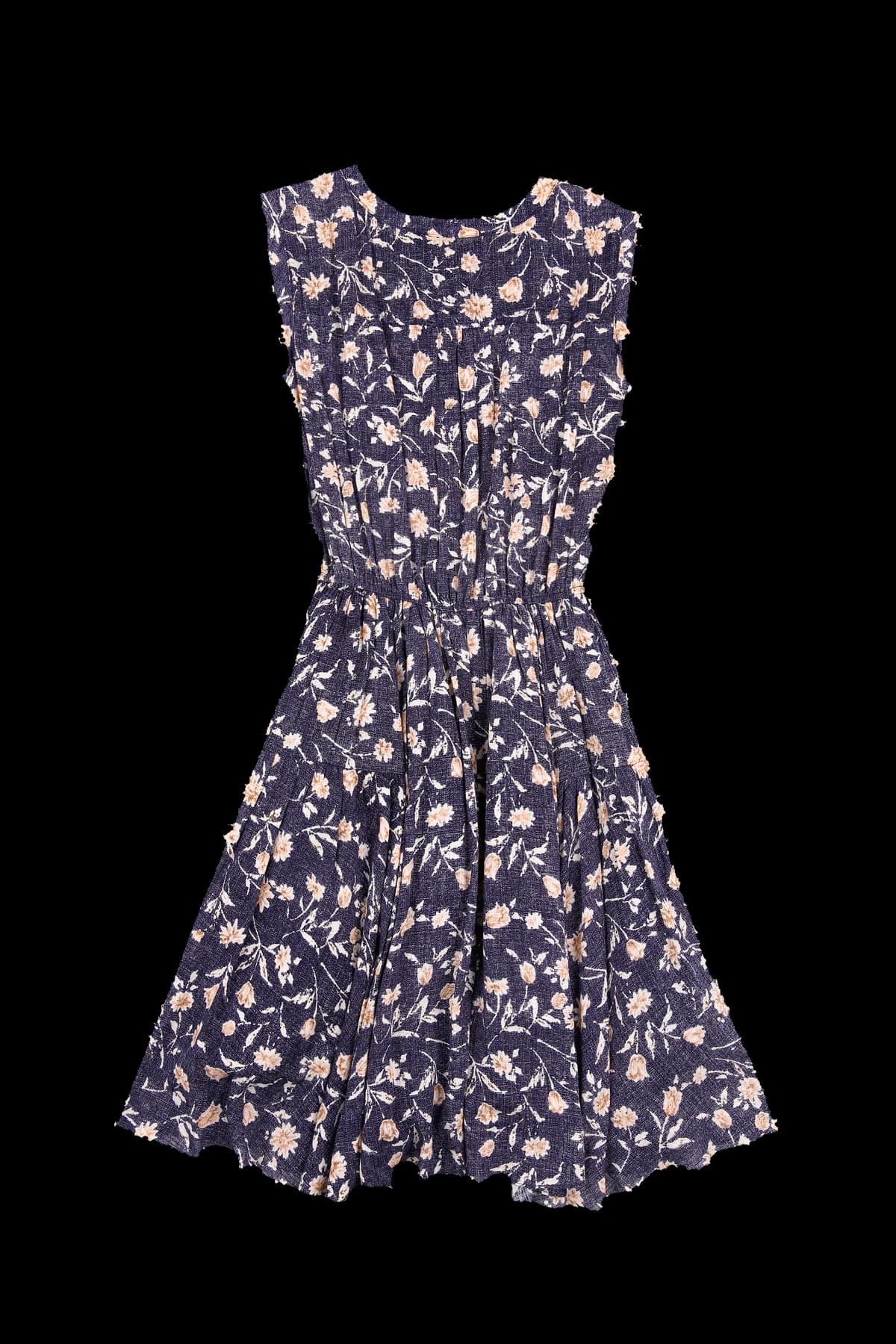 플라워패턴 리본장식 플레어 원피스