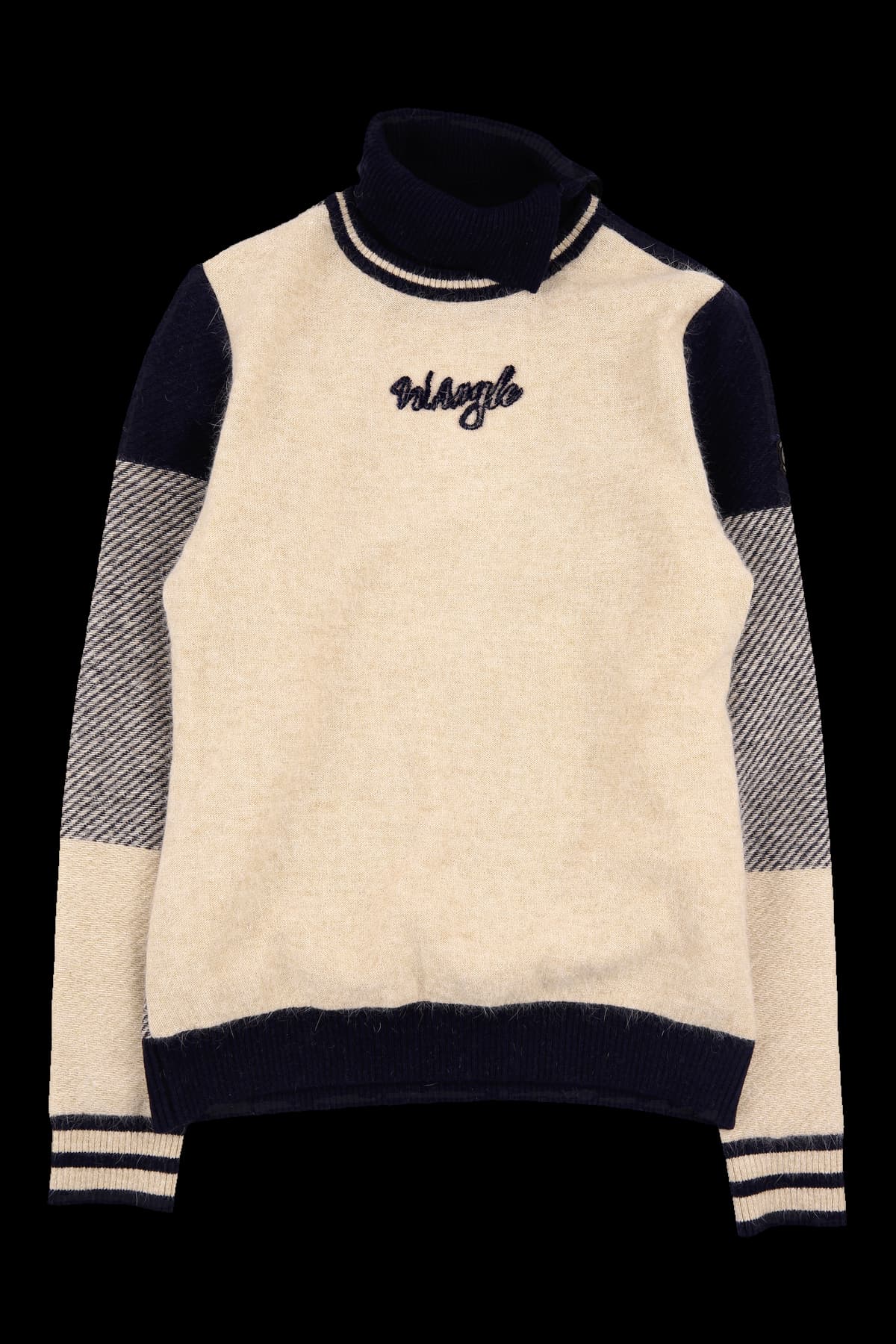 배색 폴라 긴팔 티