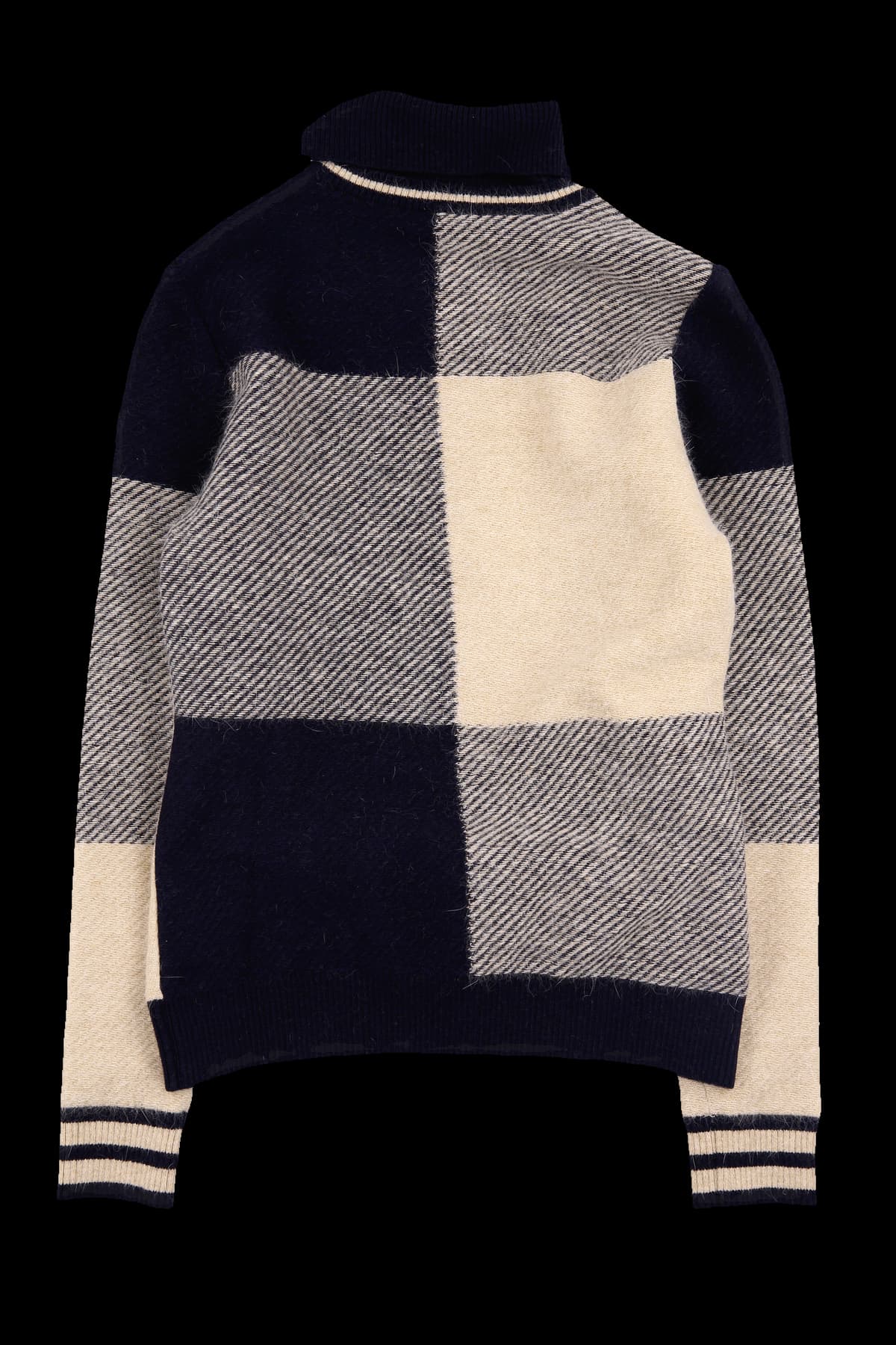 배색 폴라 긴팔 티