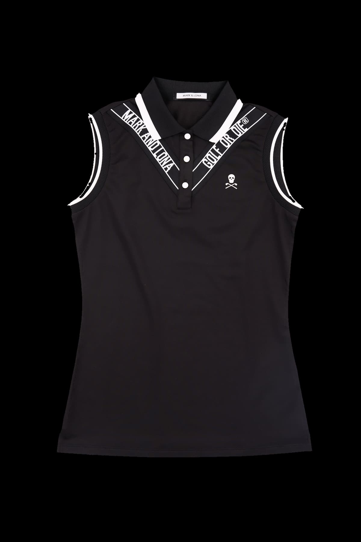 배색 민소매 카라티