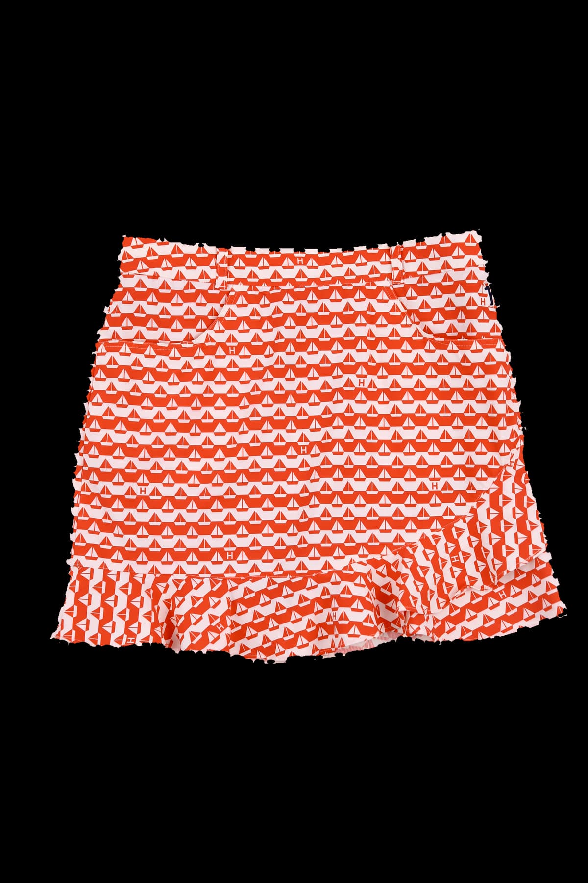 로고 패턴 플레어 스커트