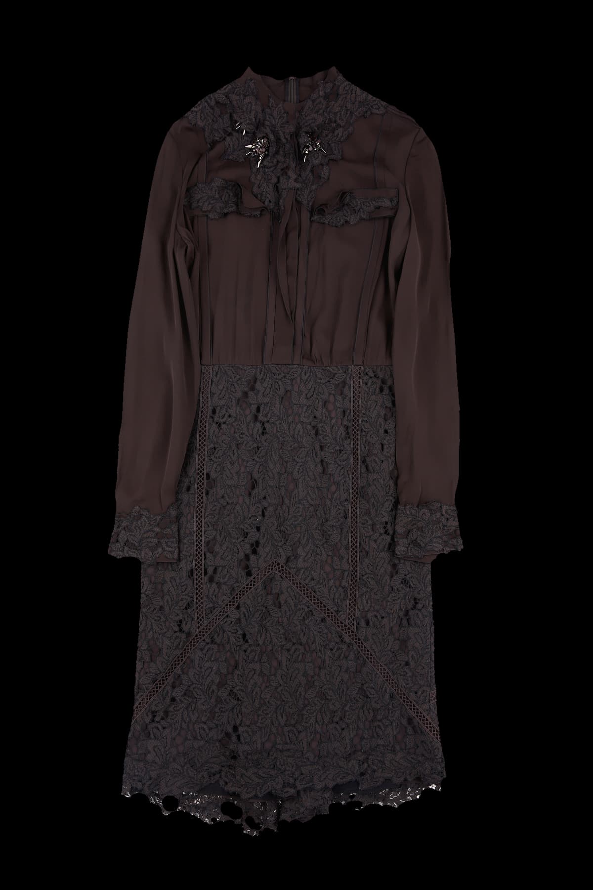 플라워 패턴 긴팔 원피스