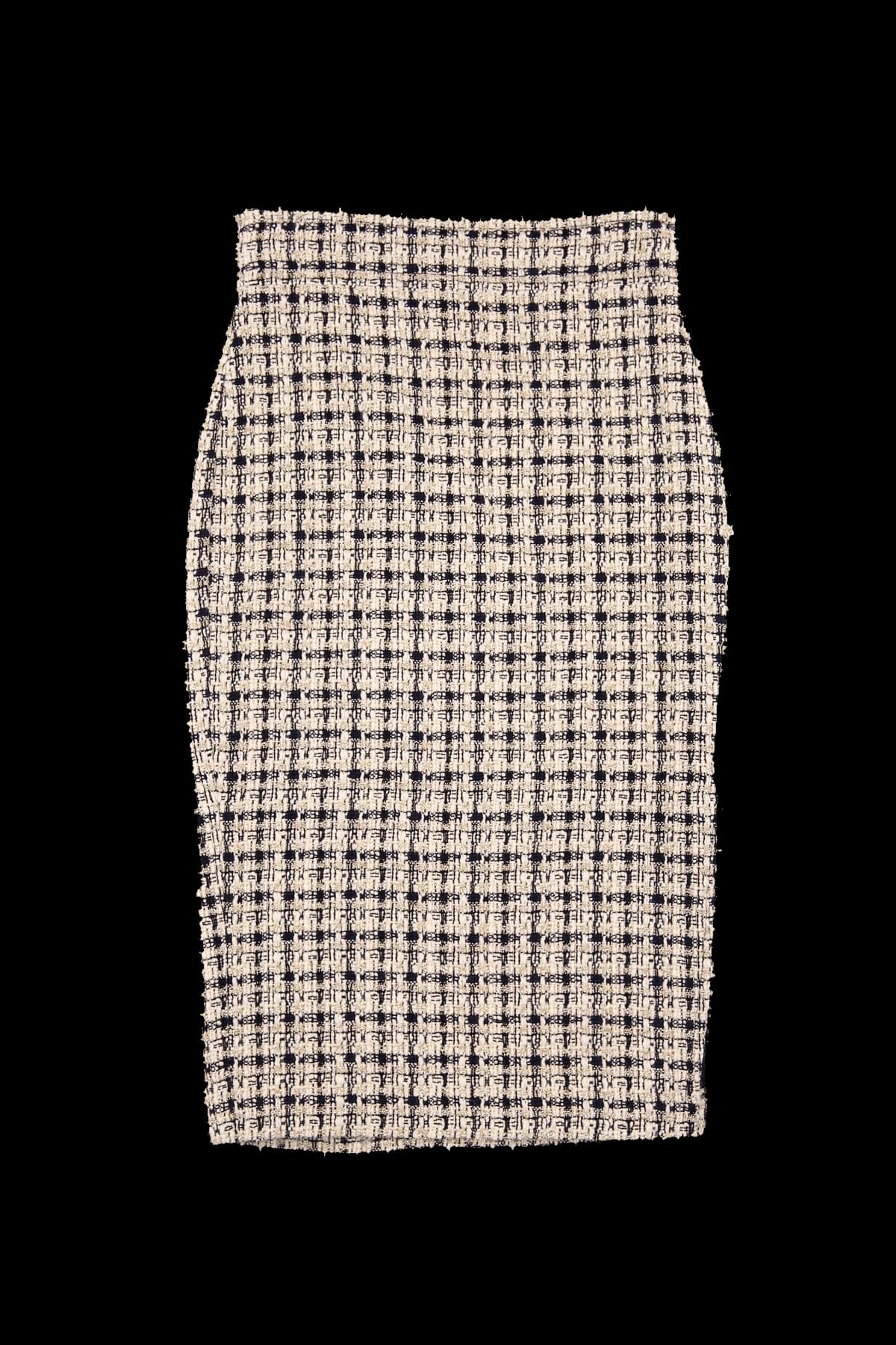 골드 체크 스커트