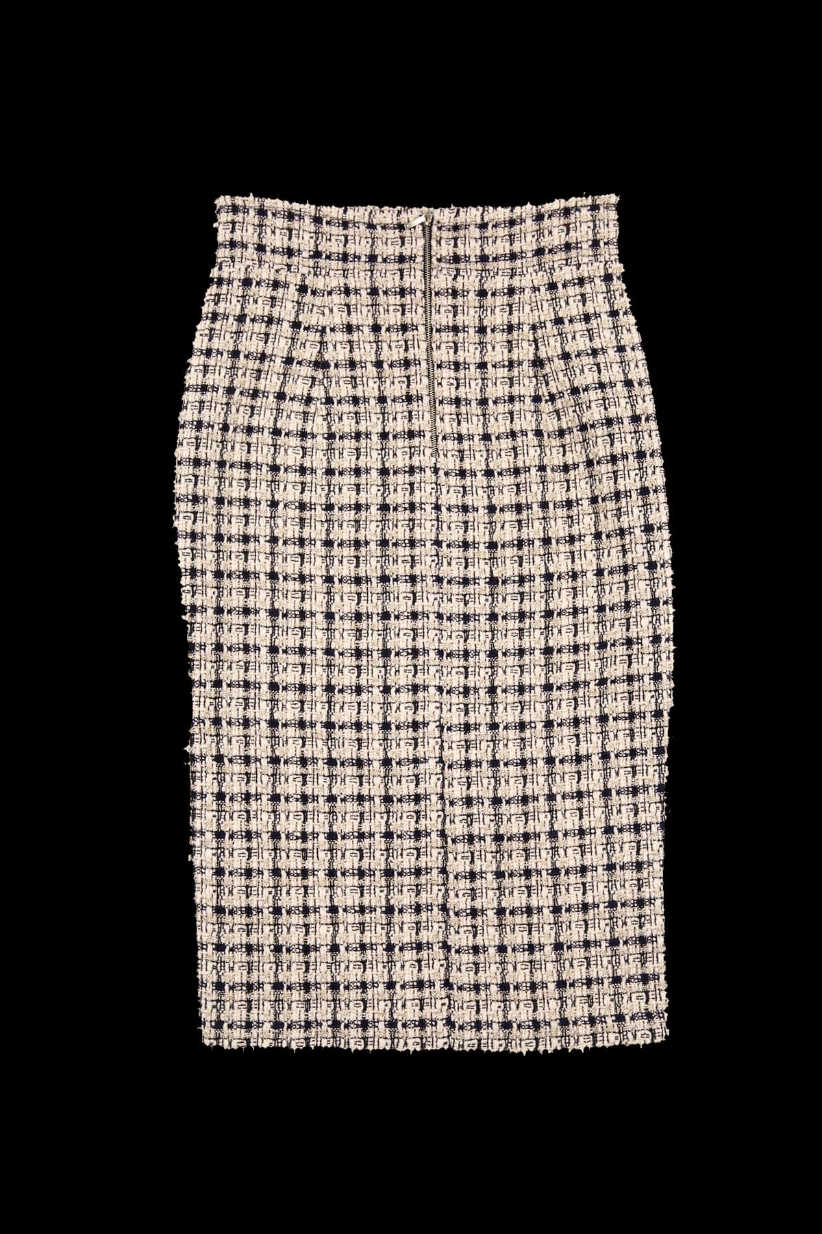 골드 체크 스커트