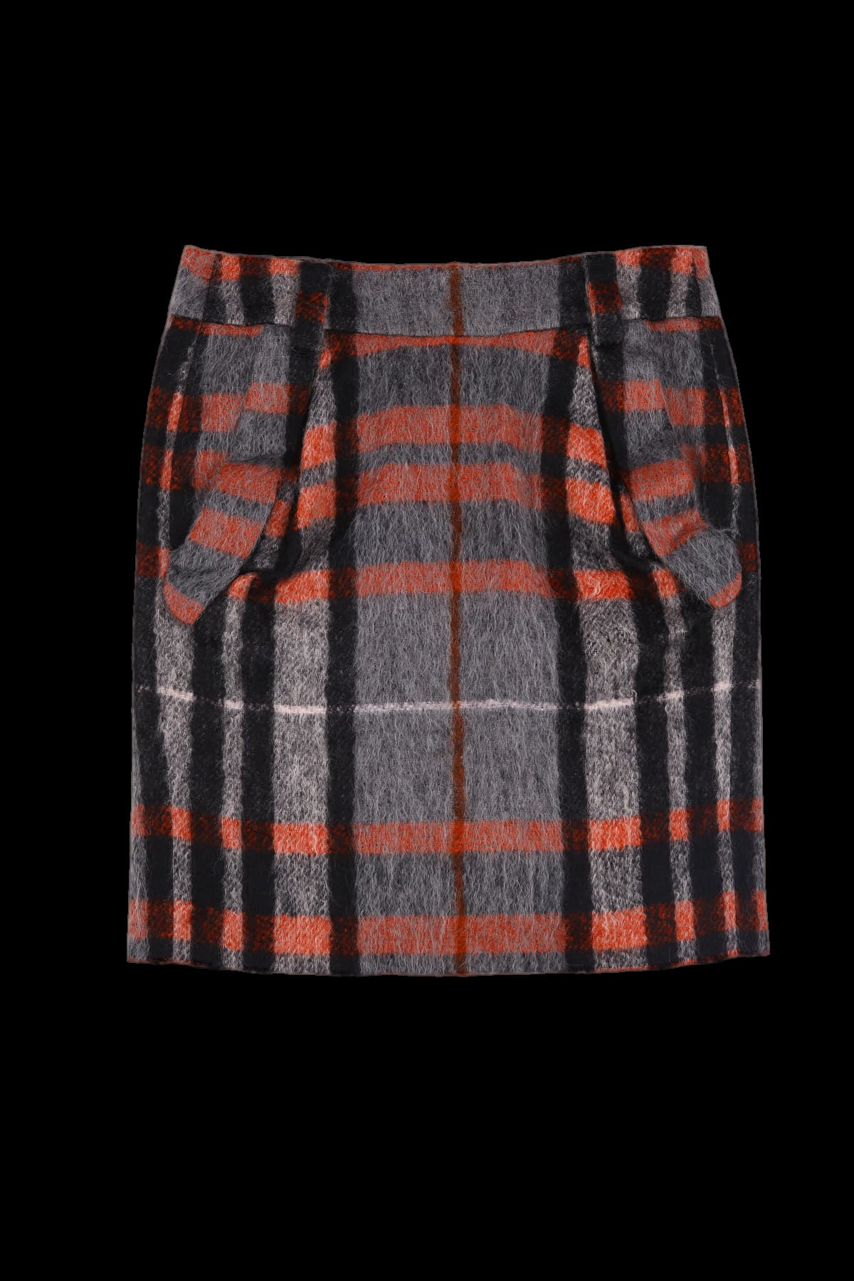 체크 패턴 모헤어 스커트
