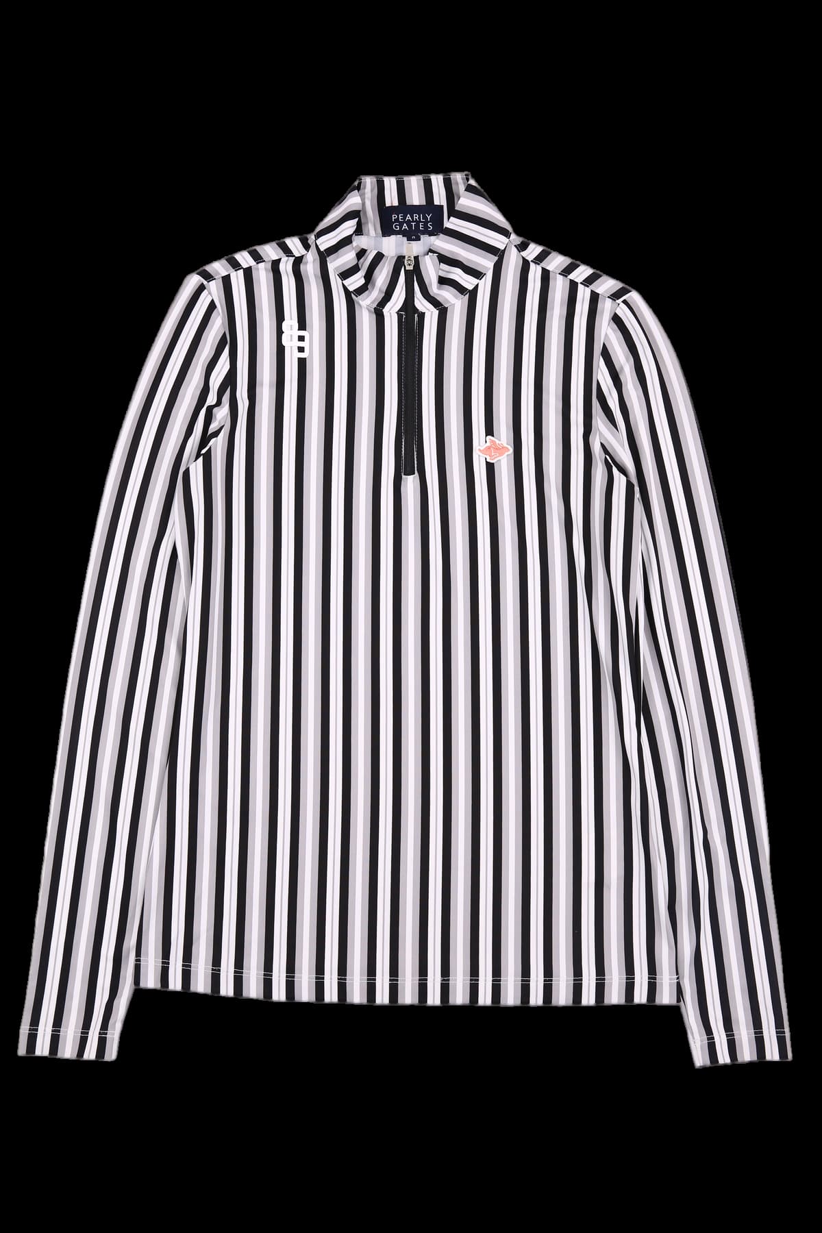 스트라이프 하프 집업 티셔츠