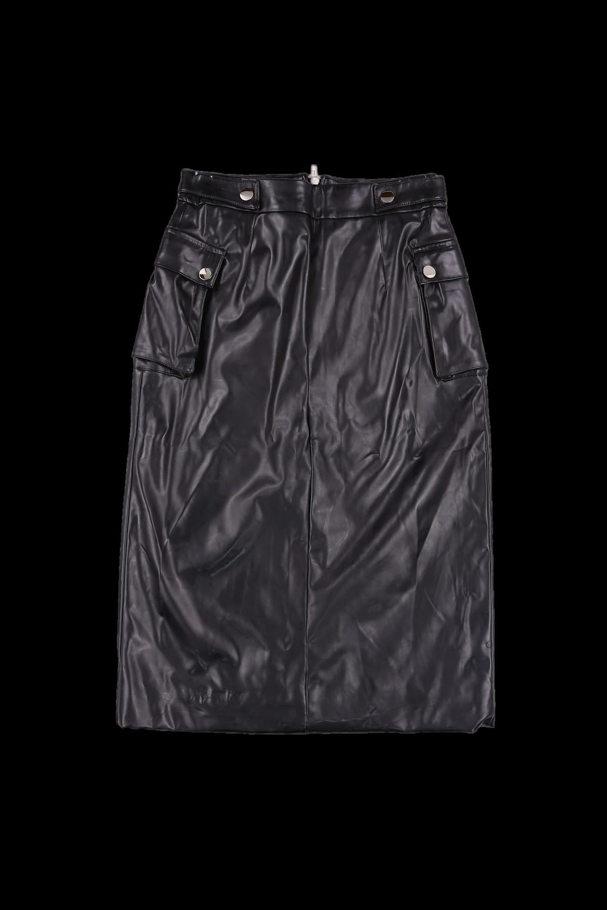 아웃 포켓 미디 스커트