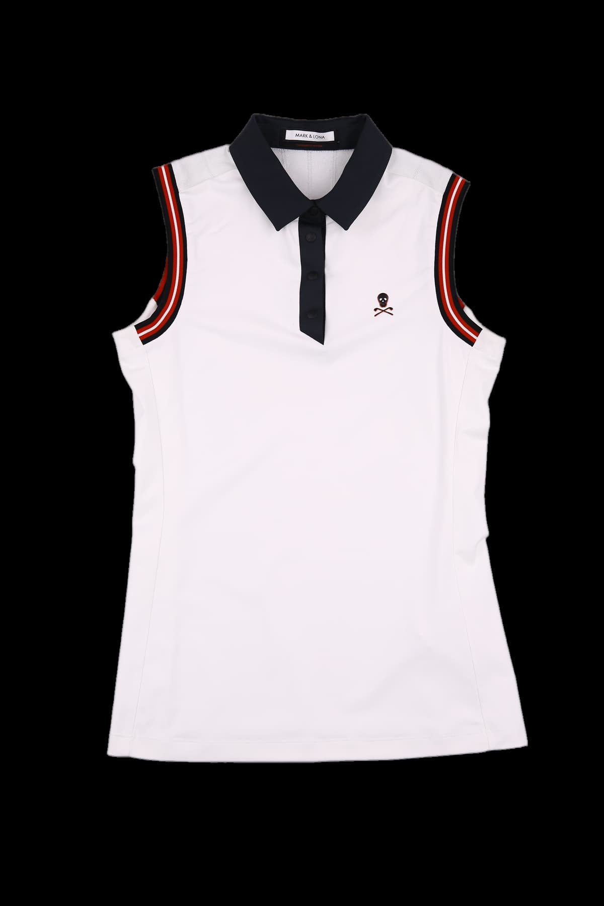 배색 슬리브리스 카라티