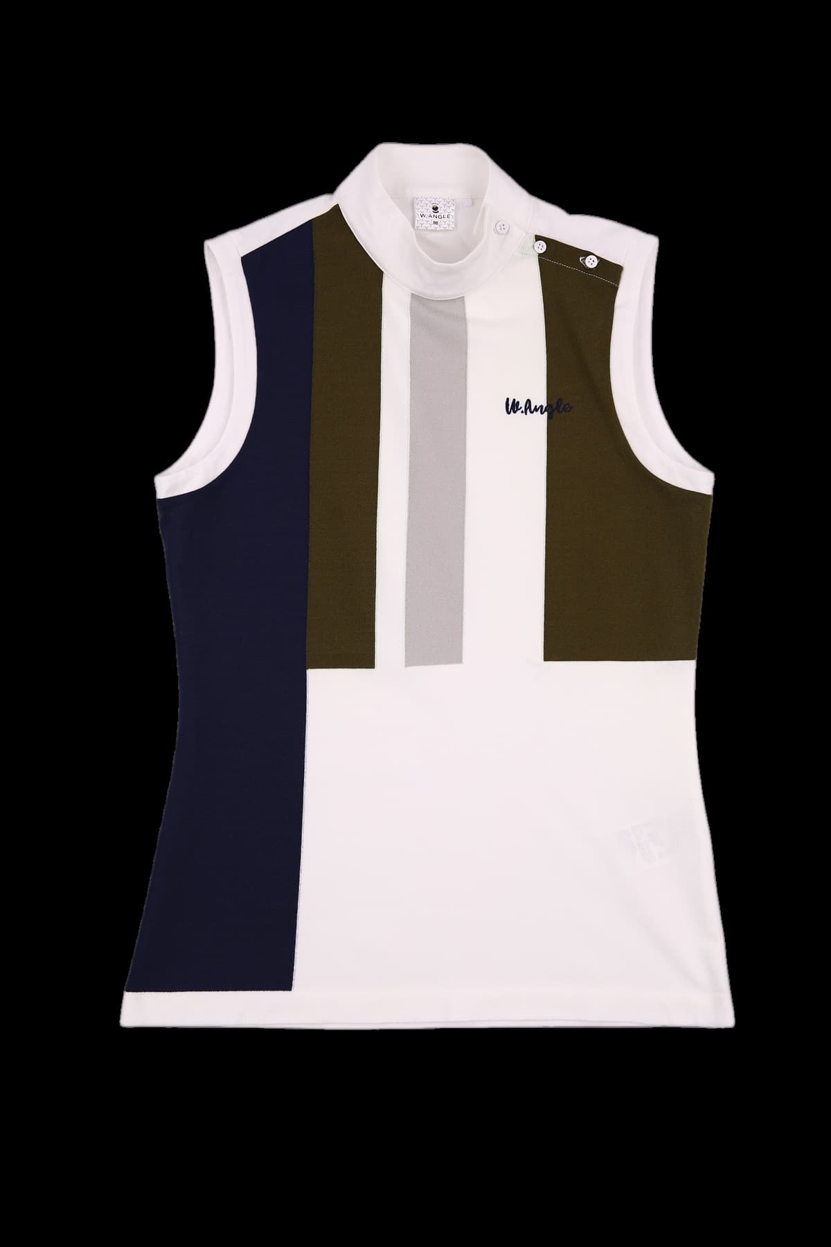 배색 니트 슬리브리스 티셔츠 