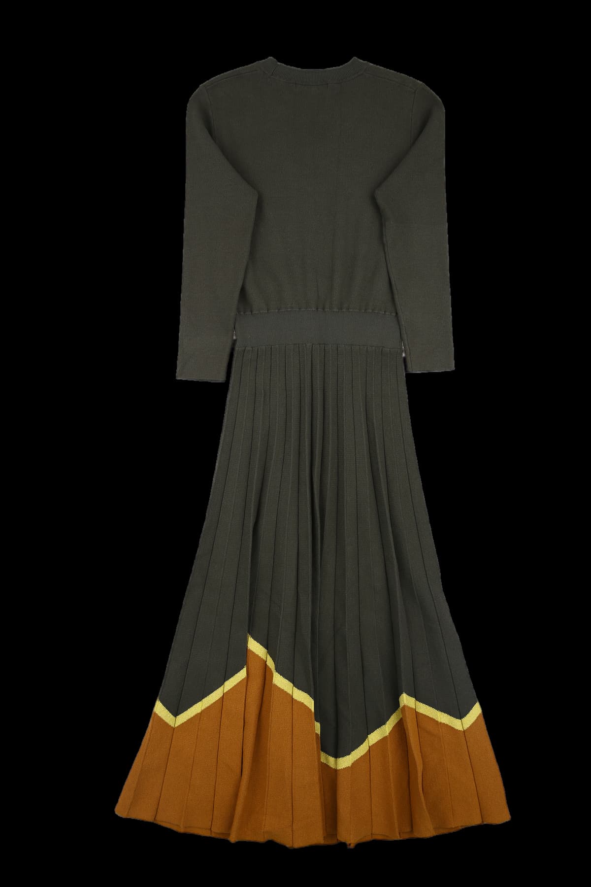 배색 니트 플리츠 원피스