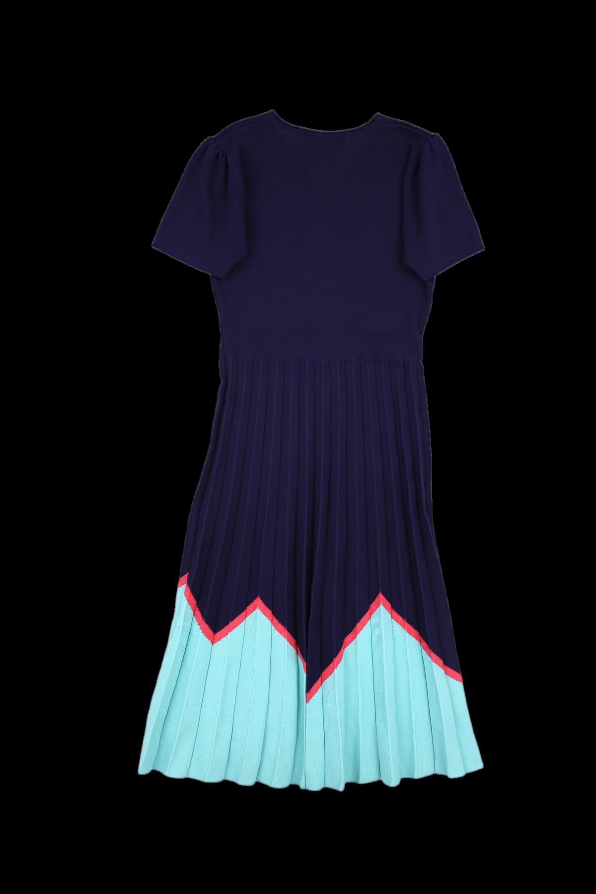 니트 배색 플리츠 원피스