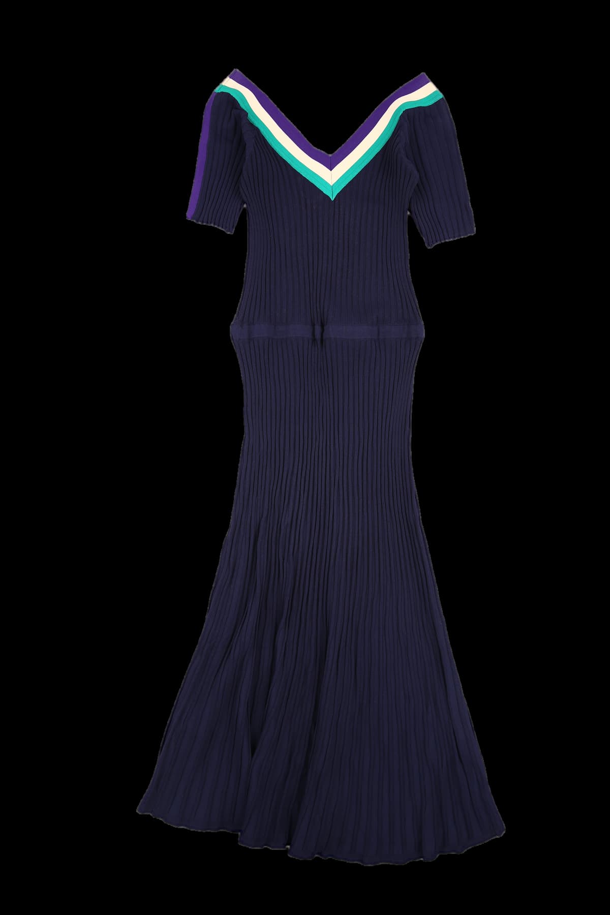 배색 니트 원피스