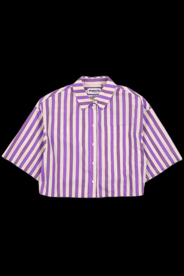 스트라이프 크롭 셔츠