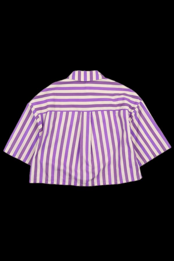 스트라이프 크롭 셔츠