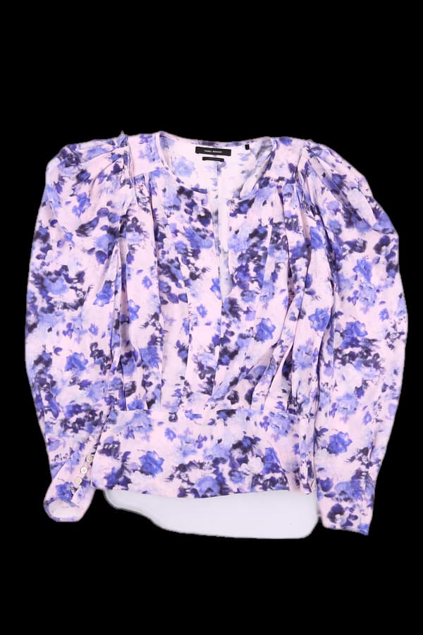 플라워 실크 블라우스 