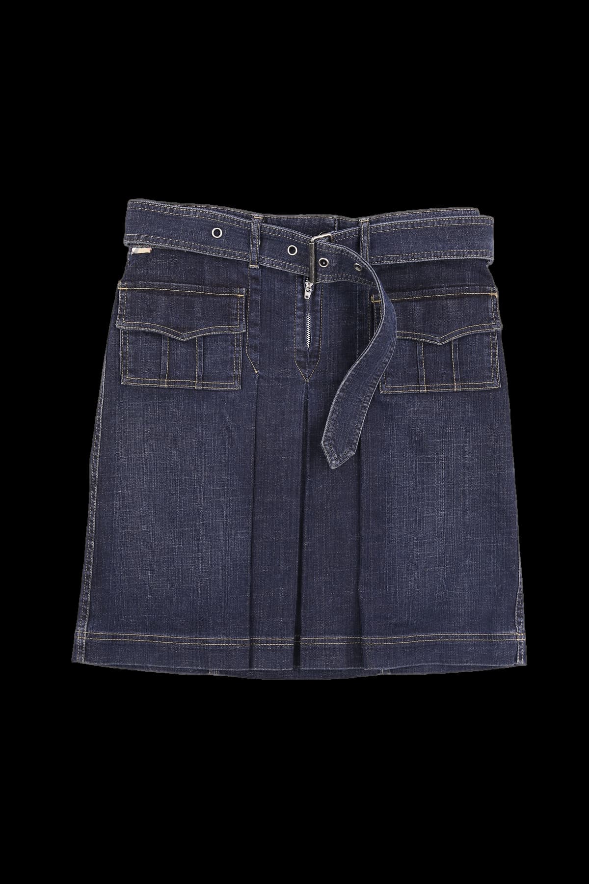 데님 벨트 스커트