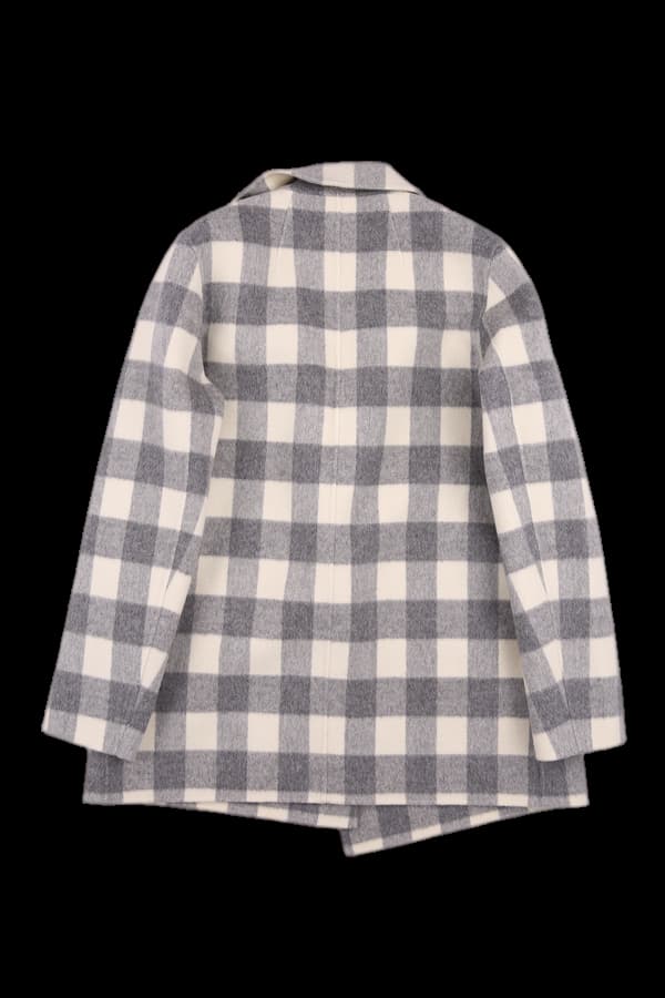 체크 울 하프 코트