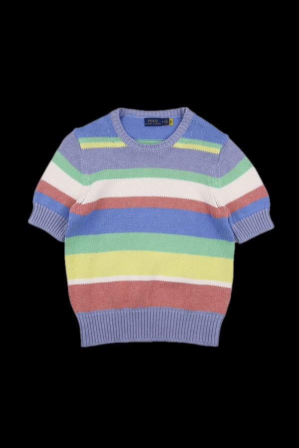 스트라이프 반팔 니트