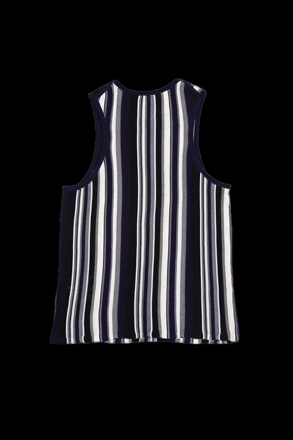 스트라이프 니트 슬리브리스