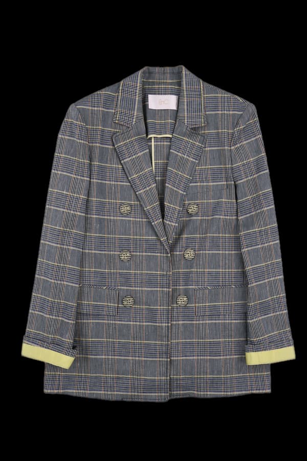 체크린넨 더블자켓