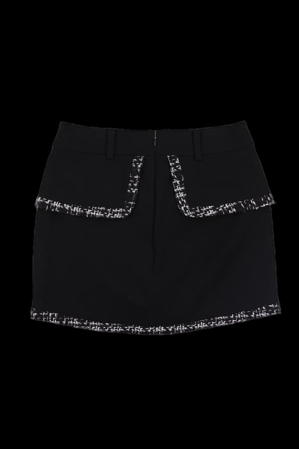 트위드 로고 단추 스커트