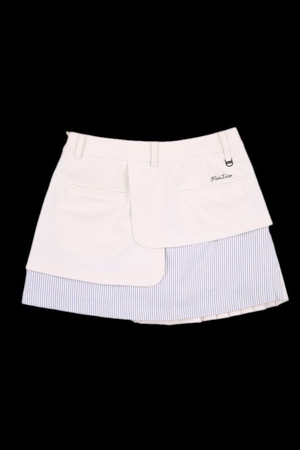 언발 로고 단추 플리츠 스커트