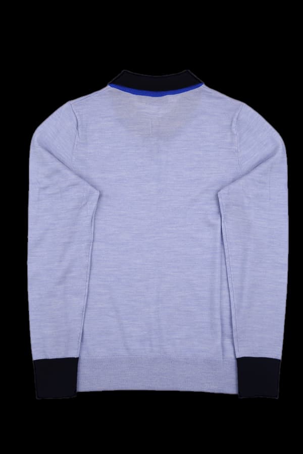 배색 카라 라운드넥 니트