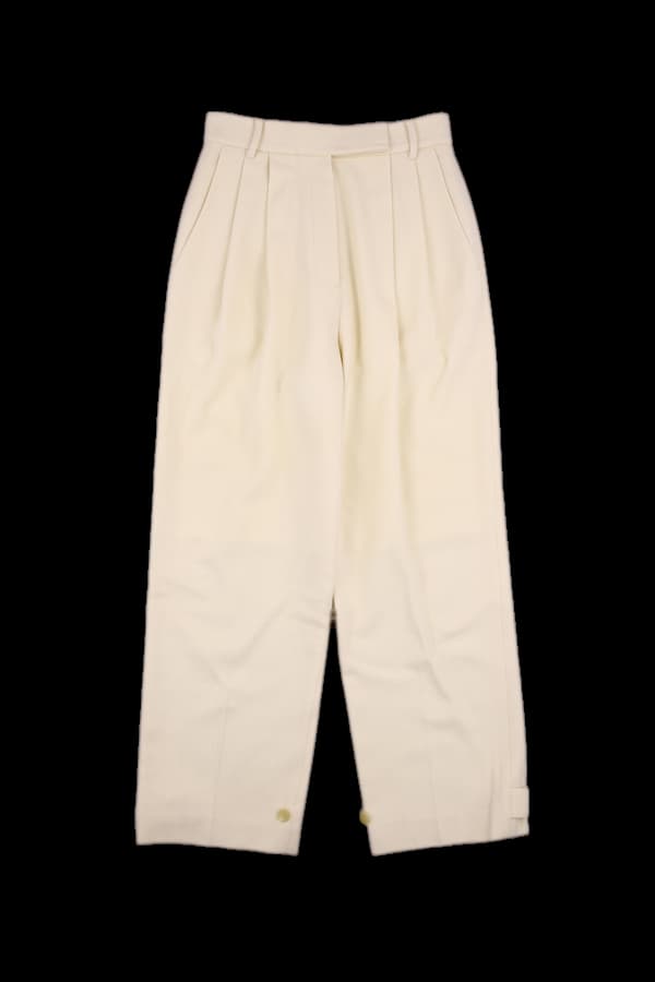 모직 단추 와이드 슬랙스 팬츠