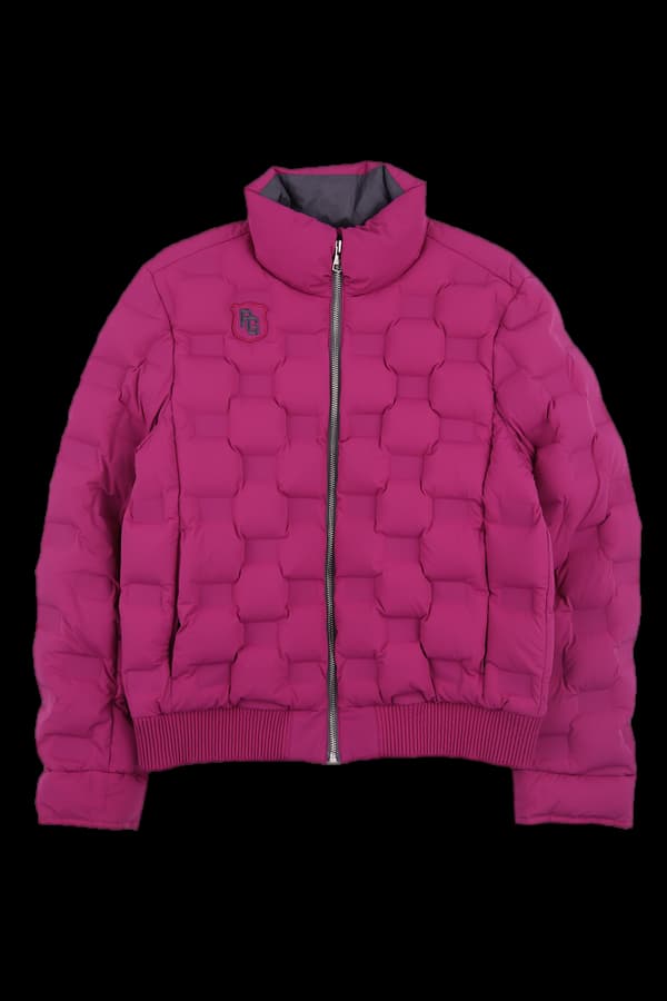  패턴 사이드 로고 패딩점퍼