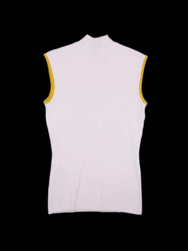 배색 하이넥 민소매 니트 