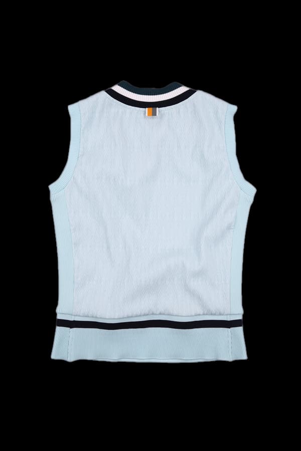 배색 브이넥 니트조끼