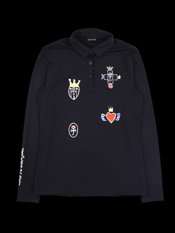 패턴 프린팅  카라 긴팔티셔츠 