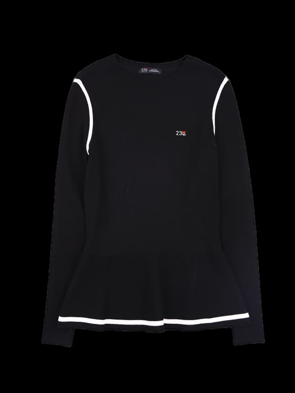 배색 프릴  긴팔니트 