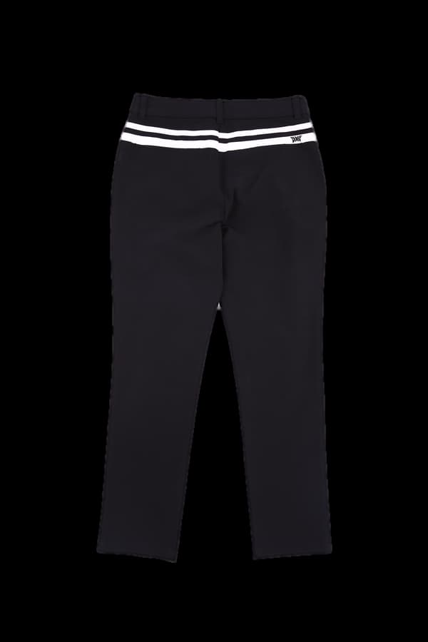 가죽 배색 롱팬츠