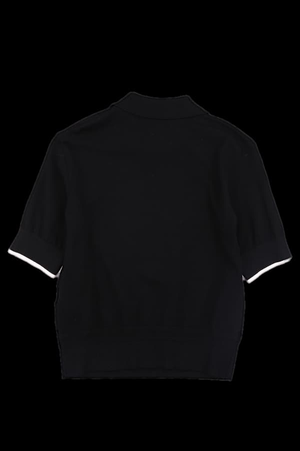 빅 로고 카라 반팔 니트