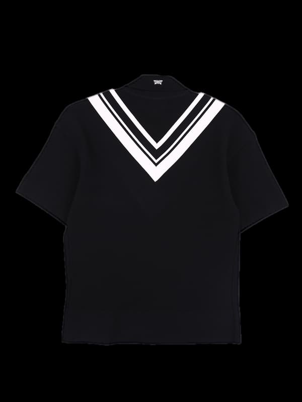 배색 카라 반팔 니트