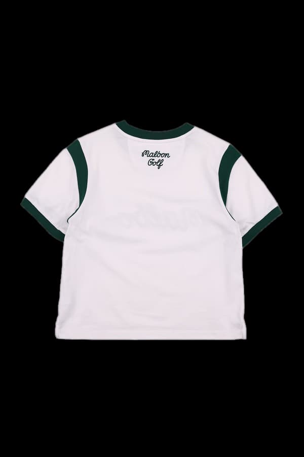 배색 크롭 반팔 