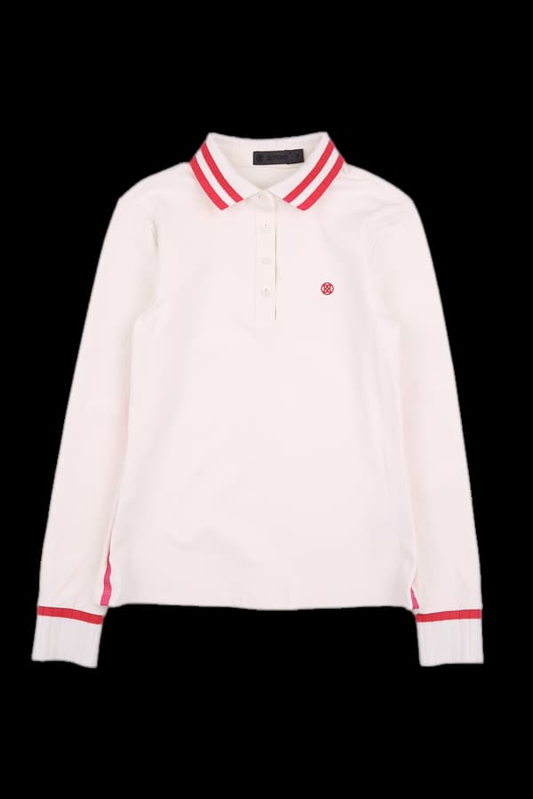 배색 카라 슬림 긴팔