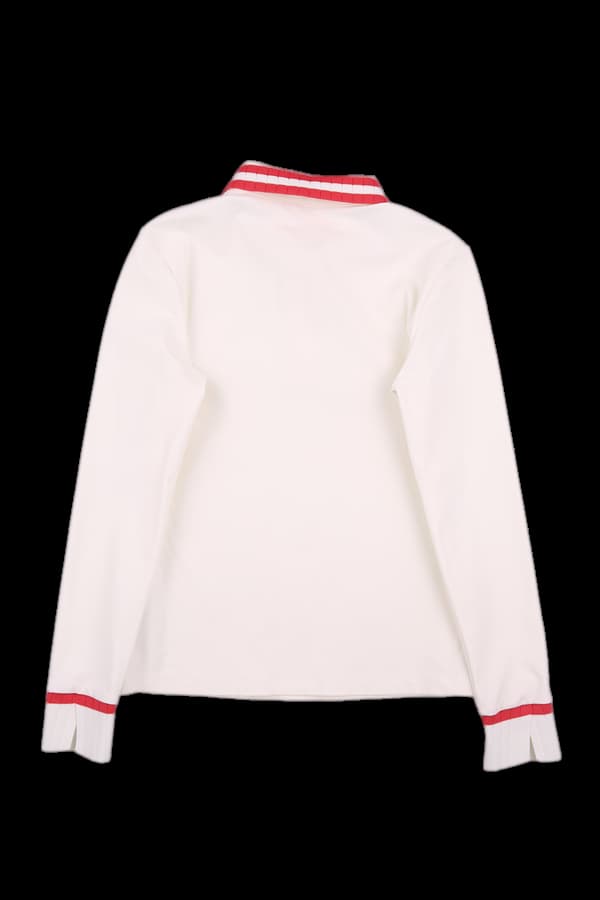 배색 카라 슬림 긴팔