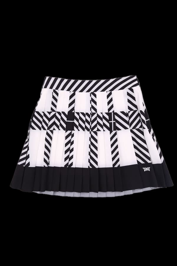 패턴 밴딩 플리츠 스커트