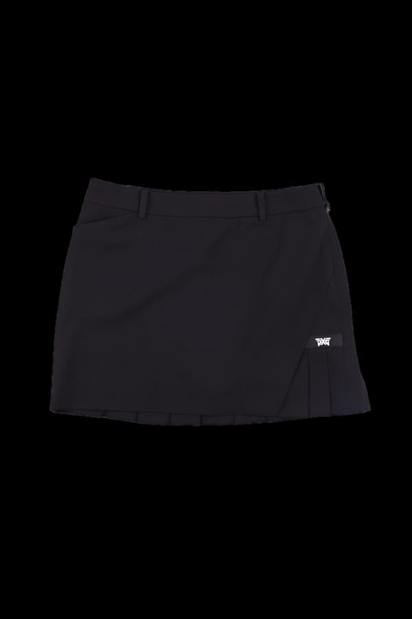 로고 언발 플리츠 스커트