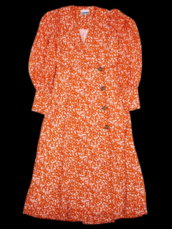 버튼 플라워 패턴 원피스 